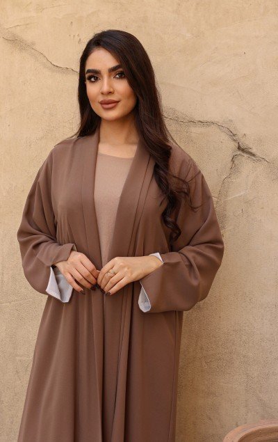 BROWN DOUBLEFACE ABAYA - Image 4