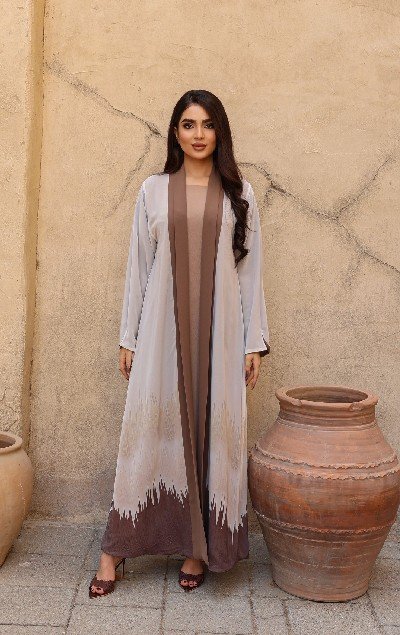 BROWN DOUBLEFACE ABAYA