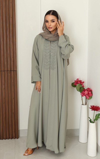 GREEN ELEGANT ABAYA - Image 2