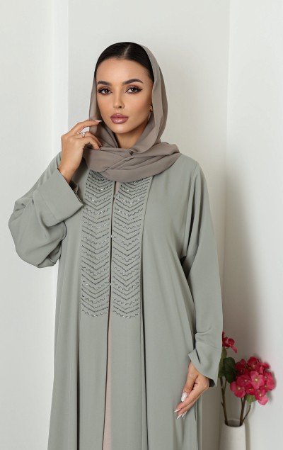 GREEN ELEGANT ABAYA - Image 3