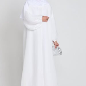 Luxury Moonlight Organza Open Abaya - Royal White